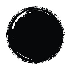 Black round button. Hand painted ink blob. Hand drawn grunge circle. Graphic design element for web, corporate identity, cards, prints etc. Vector illustration