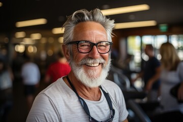 Mature man with glasses in sport mode