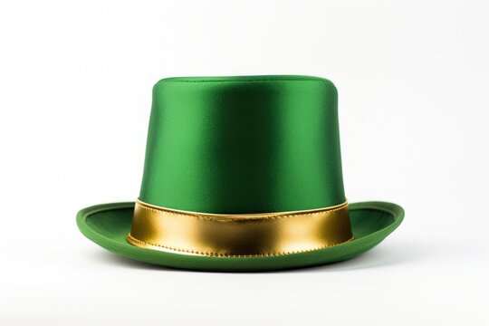 Set against a pure white background, a leprechaun hat steals the spotlight, an iconic symbol radiating the lively spirit and cultural richness of St. Patrick's Day