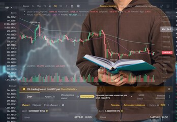 A study Businessman Stock Market Strategy Book.