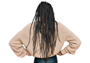 African american woman wearing casual clothes standing backwards looking away with arms on body