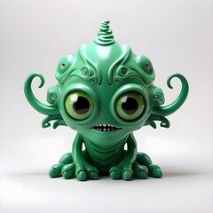 Green Alien Monster with Tentacles Generative AI