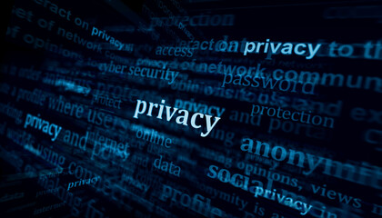 Obraz premium Privacy security and identity protection headline titles media 3d illustration