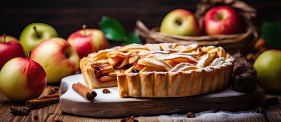 Apple pie made with rolled and filled apples.