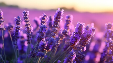 The view of the lavender flower field plant in bloom is very beautiful for background, and wallpaper