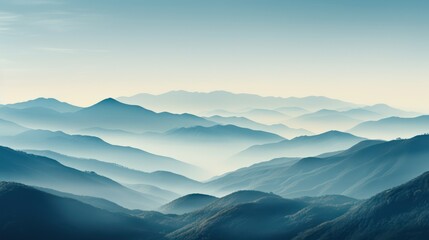 Fototapeta na wymiar Watercolor-style blue mist mountains 