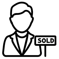 icon of a man holding a sold sign