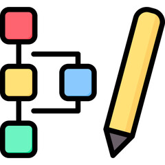 Flow Chart Outline Color Icon