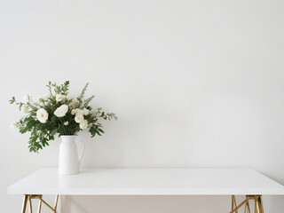 Minimal empty white desk, ideal for placing a product