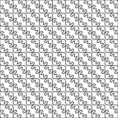 Stylish texture with figures from lines.black and white pattern for web page, textures, card, poster, fabric, textile. Monochrome graphic repeating design. Abstract background.