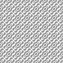 Stylish texture with figures from lines.black and white pattern for web page, textures, card, poster, fabric, textile. Monochrome graphic repeating design. Abstract background.