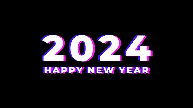 Happy New Year 2024 Text Animation With Glitch Effect