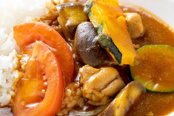 夏野菜カレーライスのアップ。
