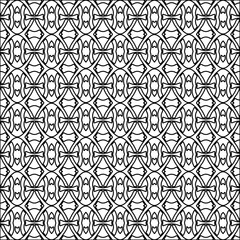 Stylish texture with figures from lines.black and white pattern for web page, textures, card, poster, fabric, textile. Monochrome graphic repeating design. Abstract background.