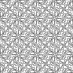 Stylish texture with figures from lines.black and white pattern for web page, textures, card, poster, fabric, textile. Monochrome graphic repeating design. Abstract background.