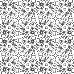 Stylish texture with figures from lines.black and white pattern for web page, textures, card, poster, fabric, textile. Monochrome graphic repeating design. Abstract background.