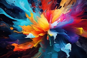 Vibrant explosion of colors in abstract art. Creative background. - obrazy, fototapety, plakaty