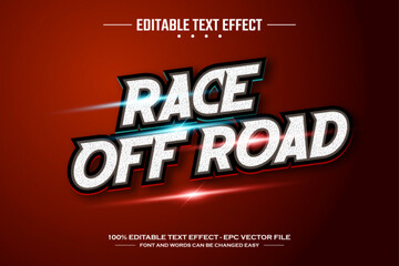 Race off road 3D editable text effect template - obrazy, fototapety, plakaty