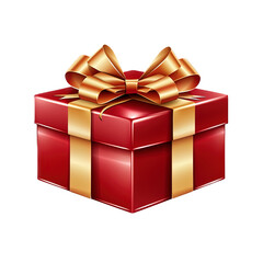Obraz premium red gift box with golden ribbon isolated from background.