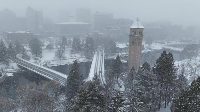 spokane snowing downtown winter weather