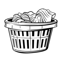 Laundry basket illustration, drawing, engraving, ink, line art, vector