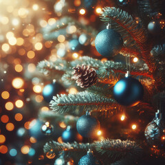 christmas background with christmas tree, Generative AI