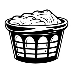 Laundry basket illustration, drawing, engraving, ink, line art, vector