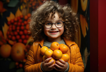 Fototapeta na wymiar Child with oranges