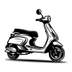 Scooter vector illustrator, Hand drawn sketch motorbike, motorcycle concept. Retro style.