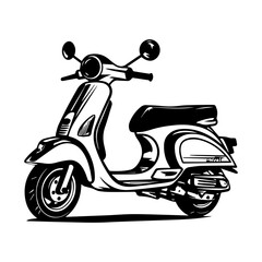 Scooter vector illustrator, Hand drawn sketch motorbike, motorcycle concept. Retro style.