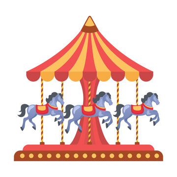 Carousel. Merry go round. Vector clipart isolated on white background.