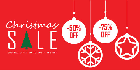 Christmas Sale. Special offer vector tag. New year holiday card template. Shop market poster design. Discount