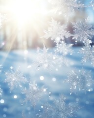 Fototapeta na wymiar white snowflakes sparkling in the sunlight
