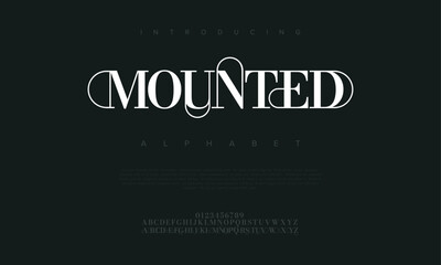 Mounted premium luxury elegant alphabet letters and numbers. Elegant wedding typography classic serif font decorative vintage retro. Creative vector illustration