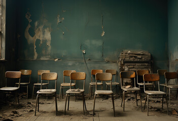 Interior of old classroom