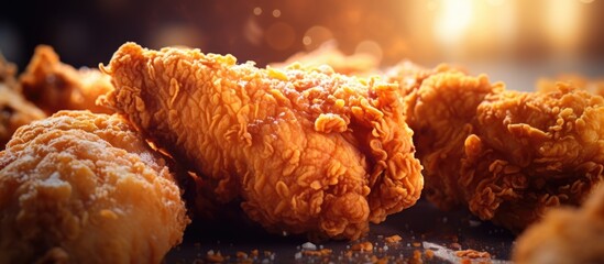 Close-up image of breaded chicken drumsticks - obrazy, fototapety, plakaty
