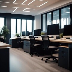 Fototapeta premium An office with elegant and comfortable workstations.