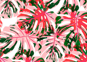 abstract background with leaves, pattern, design, wallpaper, fractal, flower, colorful, art, pink