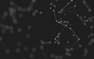 Abstract background. Molecules technology with polygonal shapes, connecting dots and lines. Connection structure. Big data visualization.
