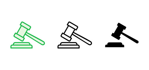 Gavel icon set. judge gavel icon vector. law icon vector. auction hammer