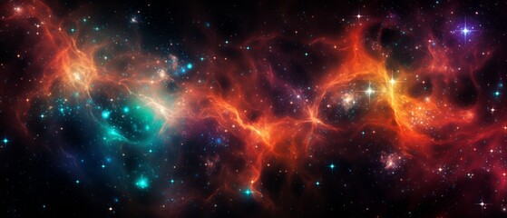 Vibrant Cosmic Nebula and Starfield Universe Panorama