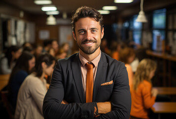 Fototapeta premium President of company in front of his board members
