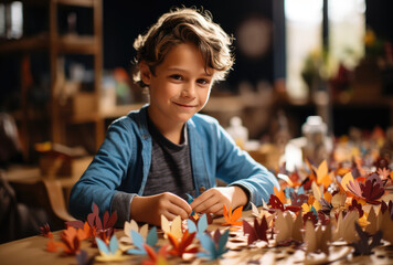 Child prepare birthday party at home