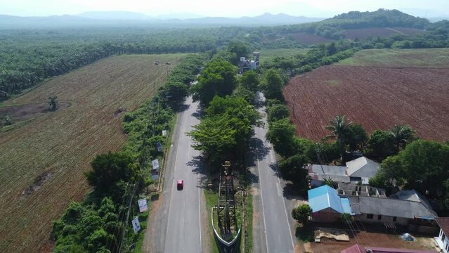 Aerial view of the Kijang Mas monument which is located at the foot of Mount Kayangan Tanah Laut