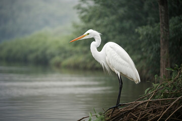 Naklejka premium Great white egret (Egretta alba)