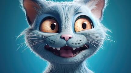 Cute cat smiling. Cartoon animation style. Created with Generative AI.	
