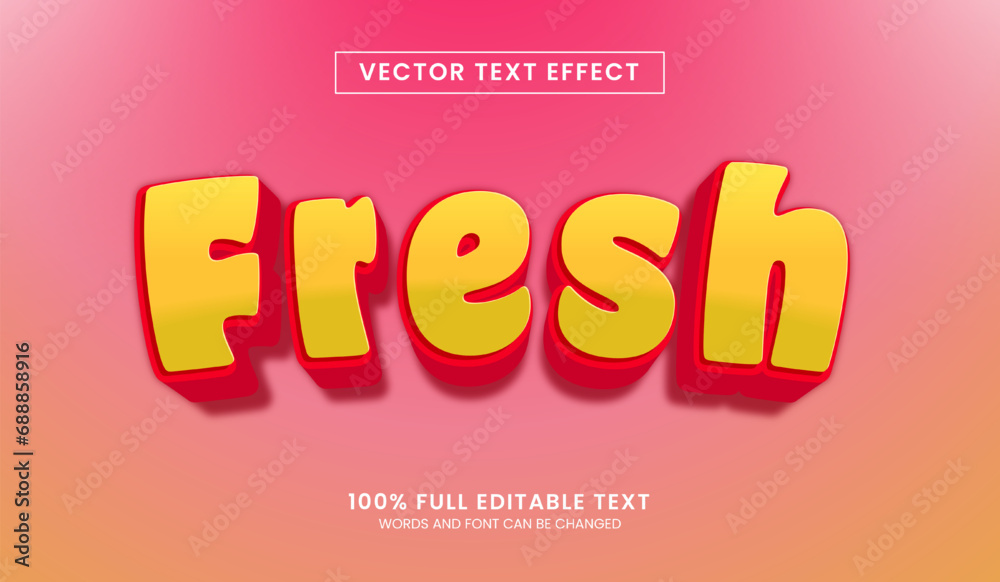 Poster design editable text effect, fresh text vector illustration