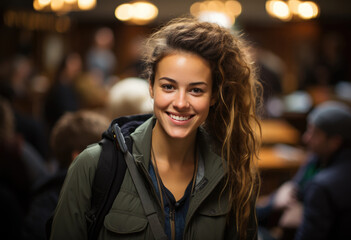 Obraz premium Portrait of white student girl