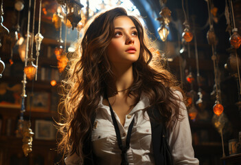 Young white girl in the church