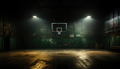 Basketball court at night